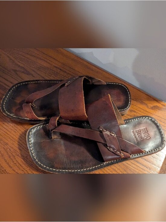 Brown\'s Men\'s Bohemian Leather Sandals Made In Italy Size 40 main image 13